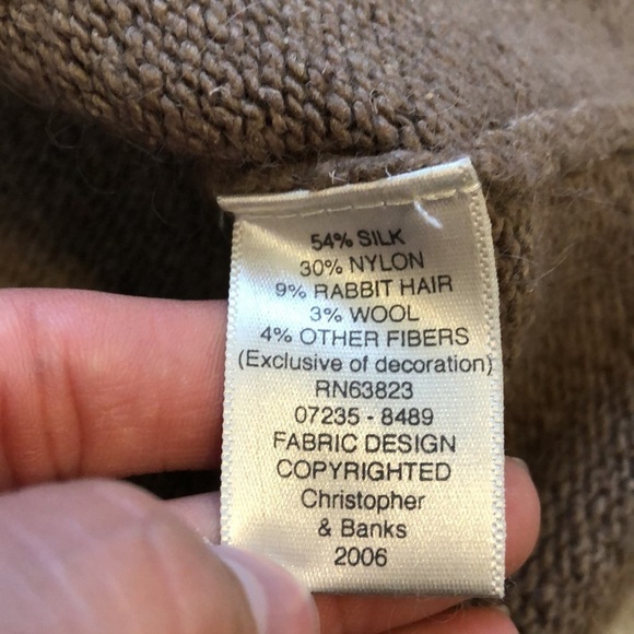 Womens Sweater Sz M Silk Rabbit Hair Wool Christmas Brown Holiday Snowflake Zip - Picture 5 of 8